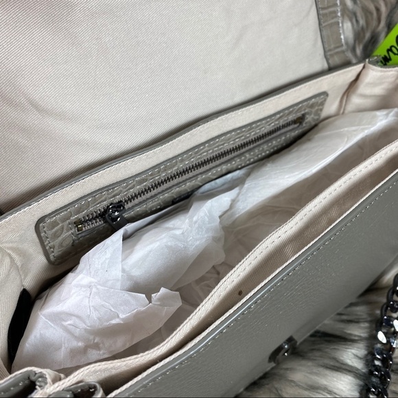 Sam Edelman Embossed Hanna Leather Shoulder Purse Bag Woven Crocodile Textured - Picture 7 of 9